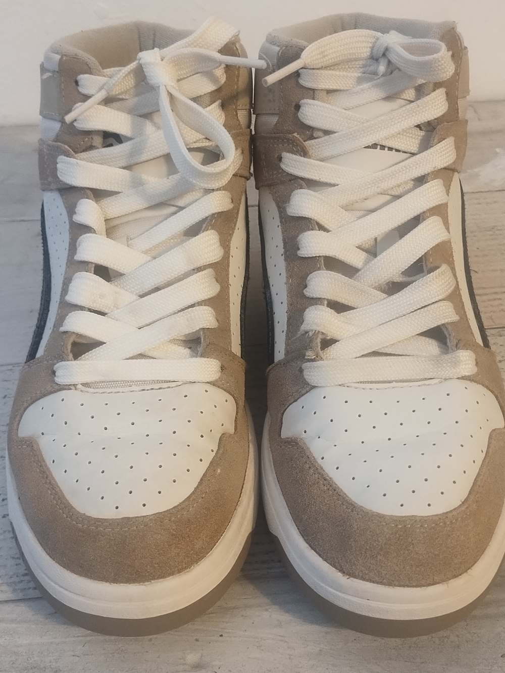 PUMA Rebound Layup SL Basketball Sneaker - Beige and black white395130-02/msz7.5 - Picture 6 of 16